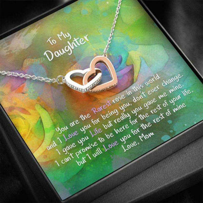 Daughter Necklace, Gift For Daughter, My Rarest Rose “ Hearts Necklace Dughter's Day Rakva