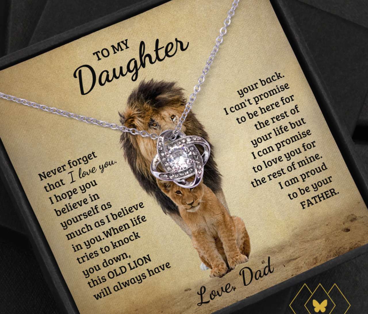 Daughter Necklace, Gift For Daughter Necklace From Dad Lion Necklace Dughter's Day Rakva