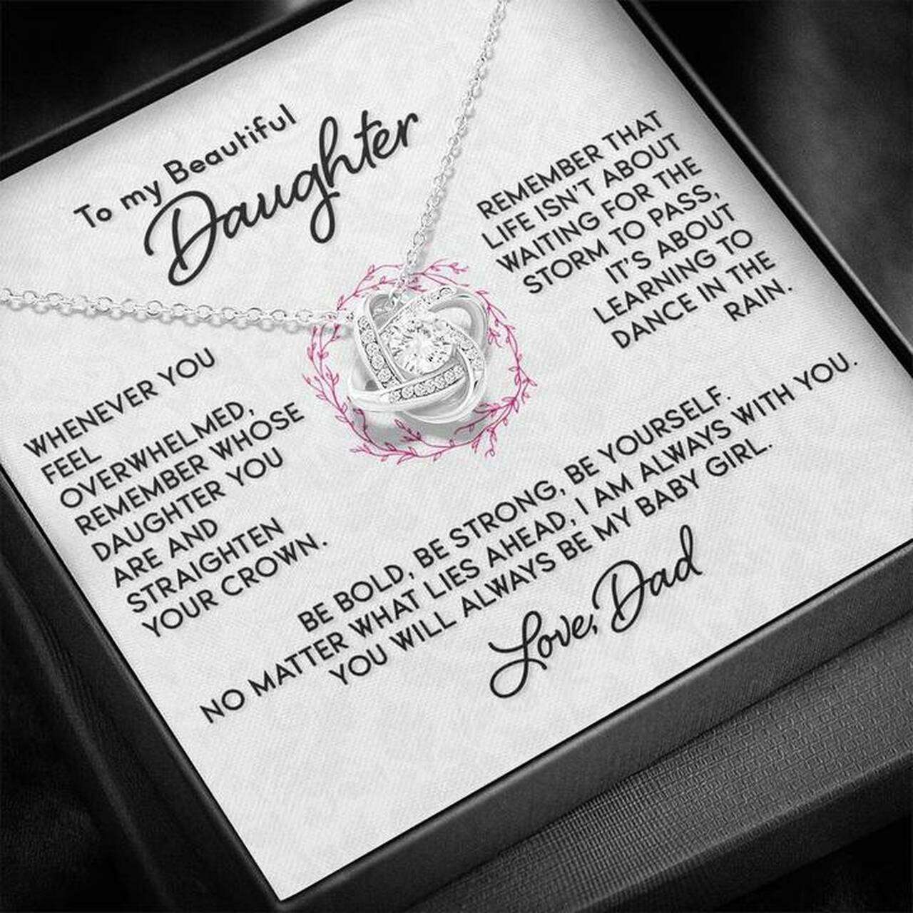 Daughter Necklace, Gift For Daughter Necklace From Dad To My Beautiful Daughter Dughter's Day Rakva