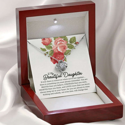 Daughter Necklace, Gift For Daughter Roses Card To My Beautiful Daughter Necklace Dughter's Day Rakva