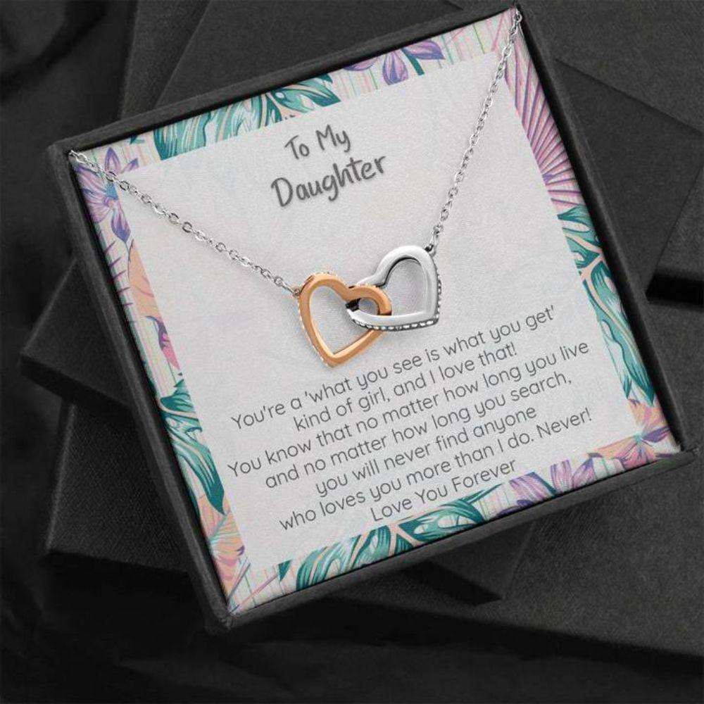 Daughter Necklace, Gift For Daughter, What You See Is What You Get “ Connected Hearts Necklace Dughter's Day Rakva