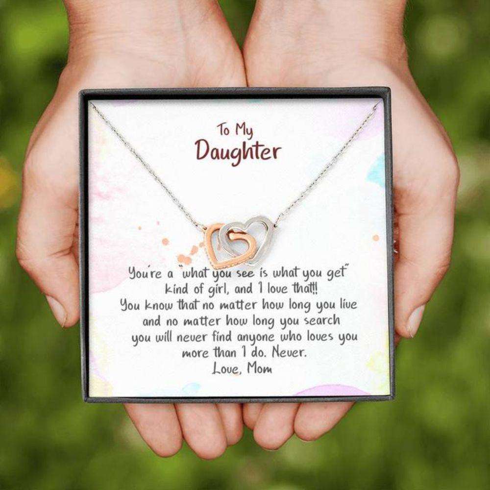 Daughter Necklace, Gift For Daughter, What You See Is What You Get “ Hearts Necklace Dughter's Day Rakva