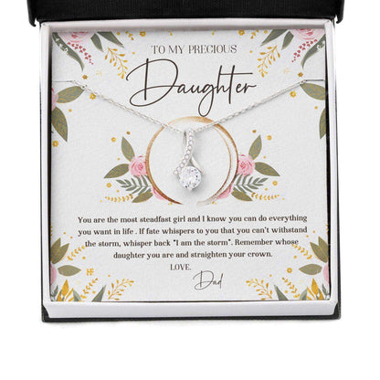 Daughter Necklace, Gift For Mother’S Day From Dad, Straighten Your Crown, Message Card Beauty Necklace Dughter's Day Rakva