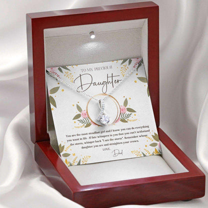 Daughter Necklace, Gift For Mother’S Day From Dad, Straighten Your Crown, Message Card Beauty Necklace Dughter's Day Rakva