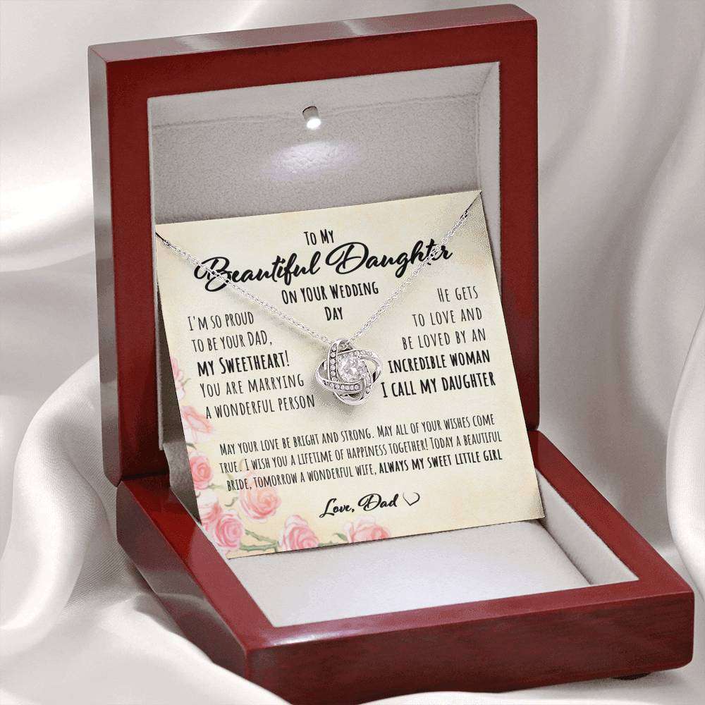 Daughter Necklace, Gift From Dad To His Daughter On Her Wedding Day “ Love Knot Necklace Dughter's Day Rakva