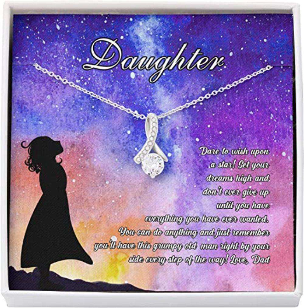 Daughter Necklace Gift From Dad, Wish Upon Star Never Give Up Right Side Love Necklace Dughter's Day Rakva