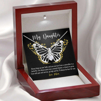 Daughter Necklace, Gift From Mom Keep Up Your Faith, Butterfly Beauty Necklace Dughter's Day Rakva