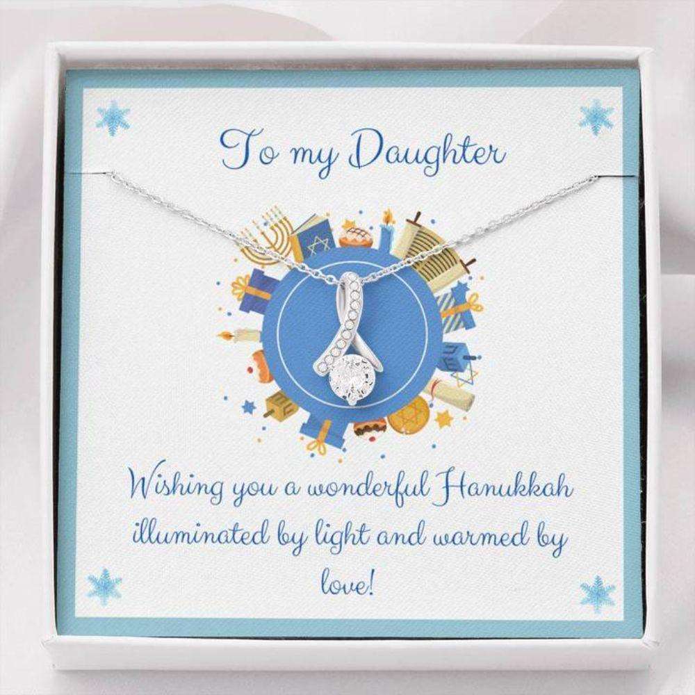 Daughter Necklace, Gift Necklace With Message Card Happy Hanukkah To My Daughter The Dughter's Day Rakva