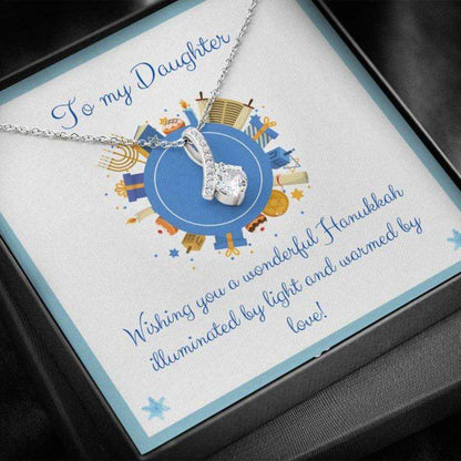 Daughter Necklace, Gift Necklace With Message Card Happy Hanukkah To My Daughter The Dughter's Day Rakva