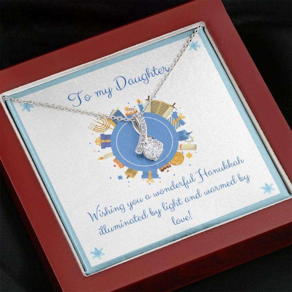 Daughter Necklace, Gift Necklace With Message Card Happy Hanukkah To My Daughter The Dughter's Day Rakva