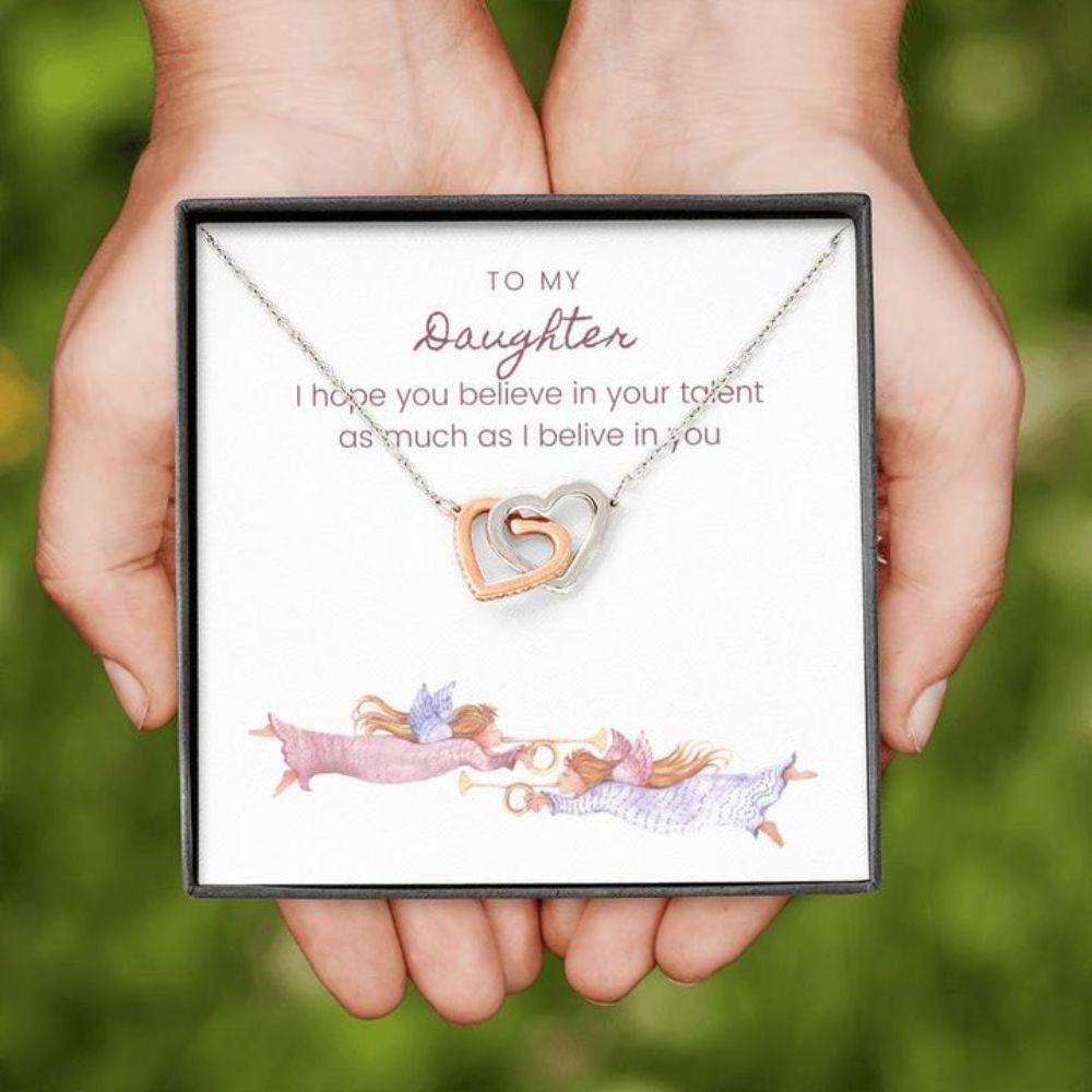 Daughter Necklace, Gift Necklace With Message Card To Daughter Musician Trumpets Dughter's Day Rakva