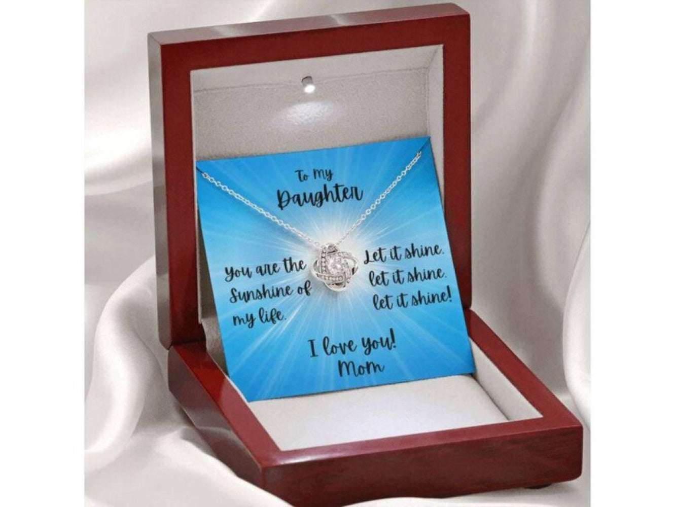 Daughter Necklace Gift “ Sunshine Card “ Love Knot Necklace Dughter's Day Rakva