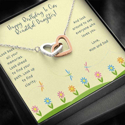 Daughter Necklace, Gift To Daughter “ Gift Necklace Message Card Birthday Necklace To Our Daughter From Mom And Dad Dughter's Day Rakva