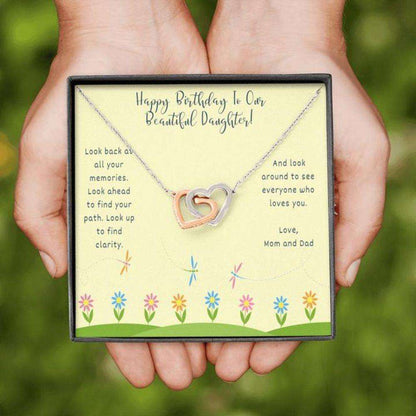 Daughter Necklace, Gift To Daughter “ Gift Necklace Message Card Birthday Necklace To Our Daughter From Mom And Dad Dughter's Day Rakva