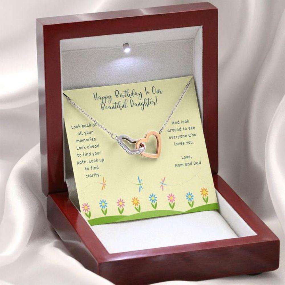 Daughter Necklace, Gift To Daughter “ Gift Necklace Message Card Birthday Necklace To Our Daughter From Mom And Dad Dughter's Day Rakva