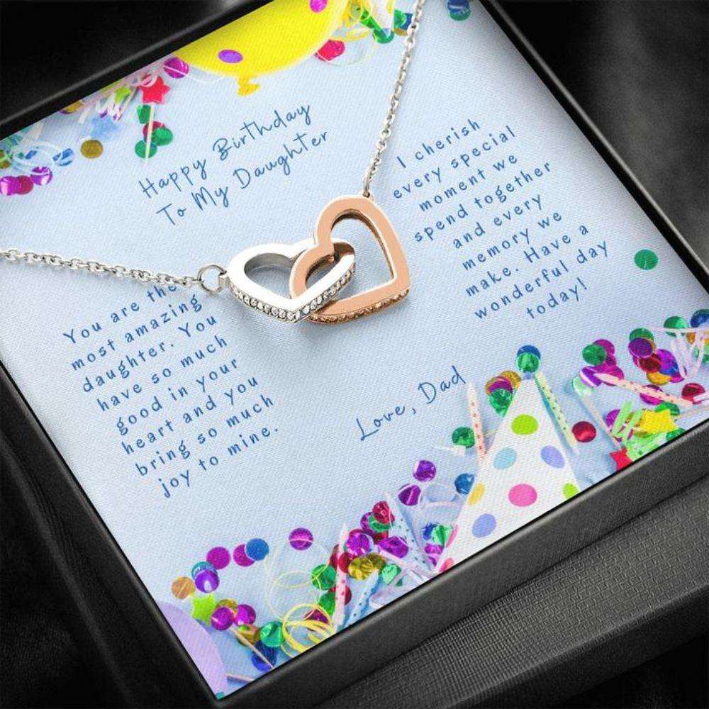 Daughter Necklace, Gift To Daughter “ Gift Necklace Message Card “ To Daughter From Dad “ Happy Birthday Dughter's Day Rakva