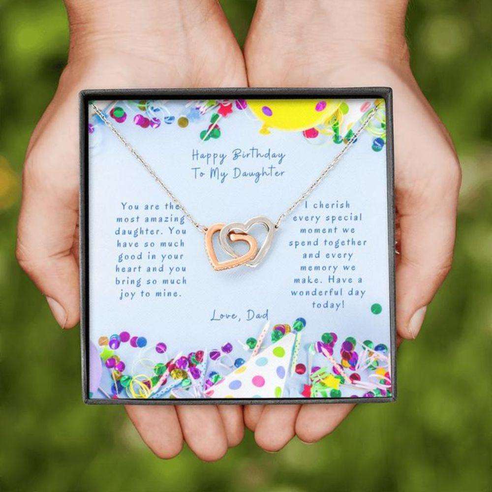 Daughter Necklace, Gift To Daughter “ Gift Necklace Message Card “ To Daughter From Dad “ Happy Birthday Dughter's Day Rakva