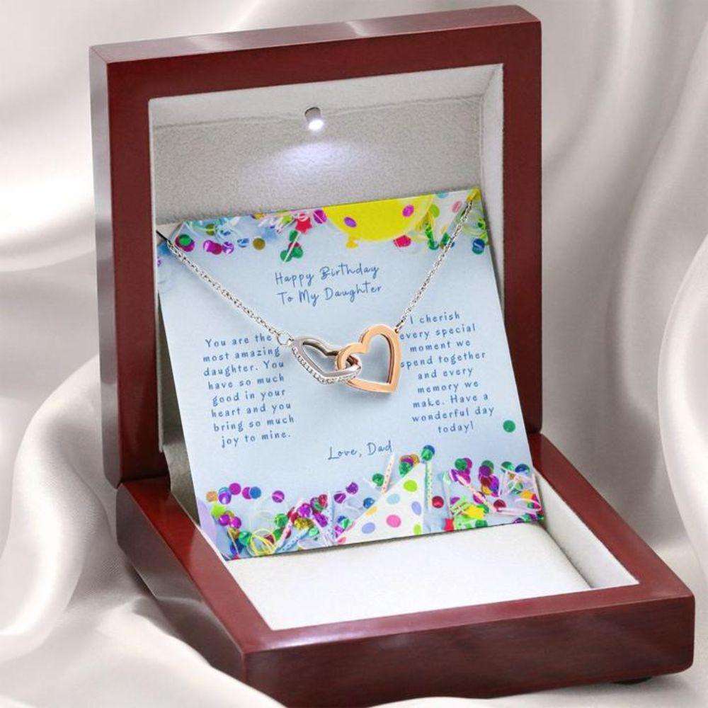 Daughter Necklace, Gift To Daughter “ Gift Necklace Message Card “ To Daughter From Dad “ Happy Birthday Dughter's Day Rakva