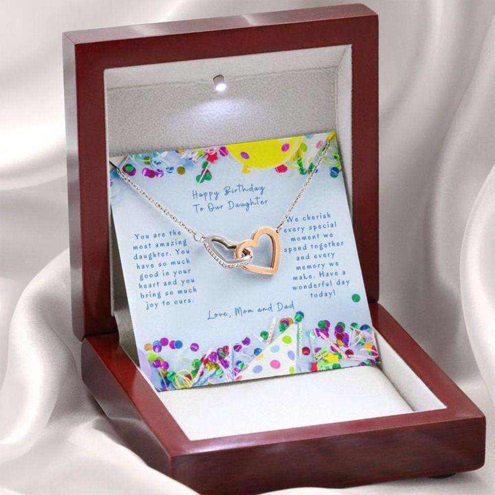 Daughter Necklace, Gift To Daughter “ Gift Necklace Message Card “ To Our Daughter From Mom And Dad “ Happy Birthday Dughter's Day Rakva