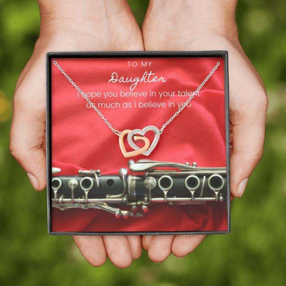 Daughter Necklace “ Gift To Daughter “ Gift Necklace With Message Card To Daughter Musician Clarinet Dughter's Day Rakva