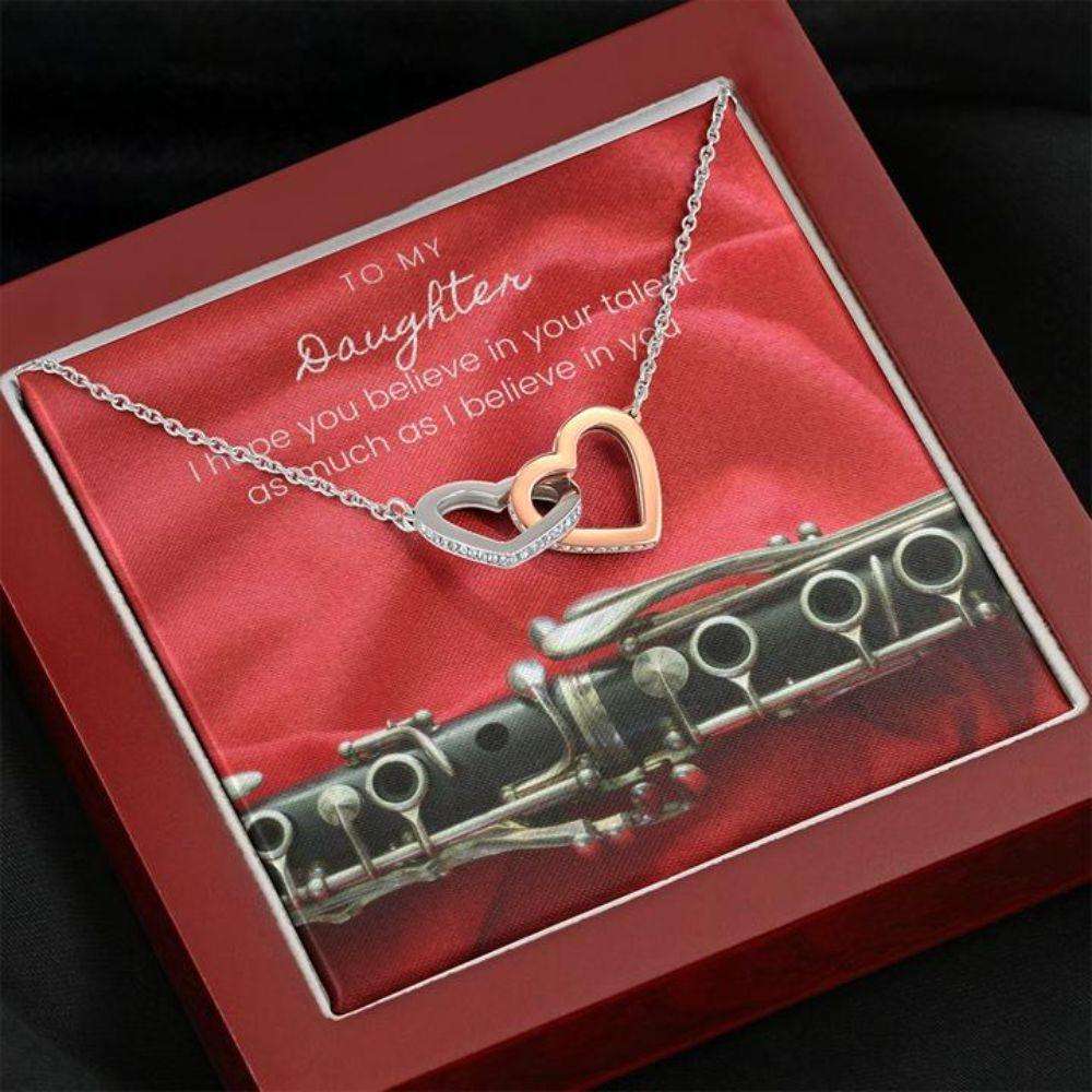 Daughter Necklace “ Gift To Daughter “ Gift Necklace With Message Card To Daughter Musician Clarinet Dughter's Day Rakva