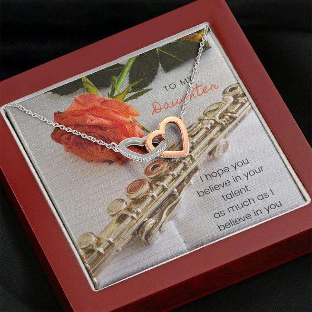 Daughter Necklace “ Gift To Daughter “ Gift Necklace With Message Card To Daughter Musician Flute Dughter's Day Rakva