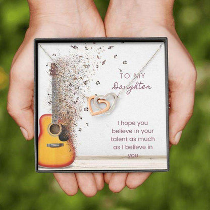 Daughter Necklace “ Gift To Daughter “ Gift Necklace With Message Card To Daughter Musician Guitar Dughter's Day Rakva