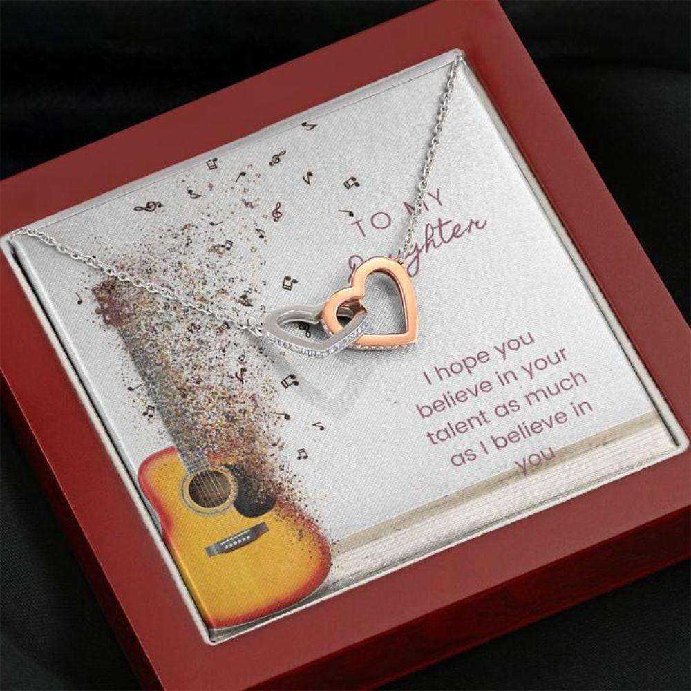 Daughter Necklace “ Gift To Daughter “ Gift Necklace With Message Card To Daughter Musician Guitar Dughter's Day Rakva