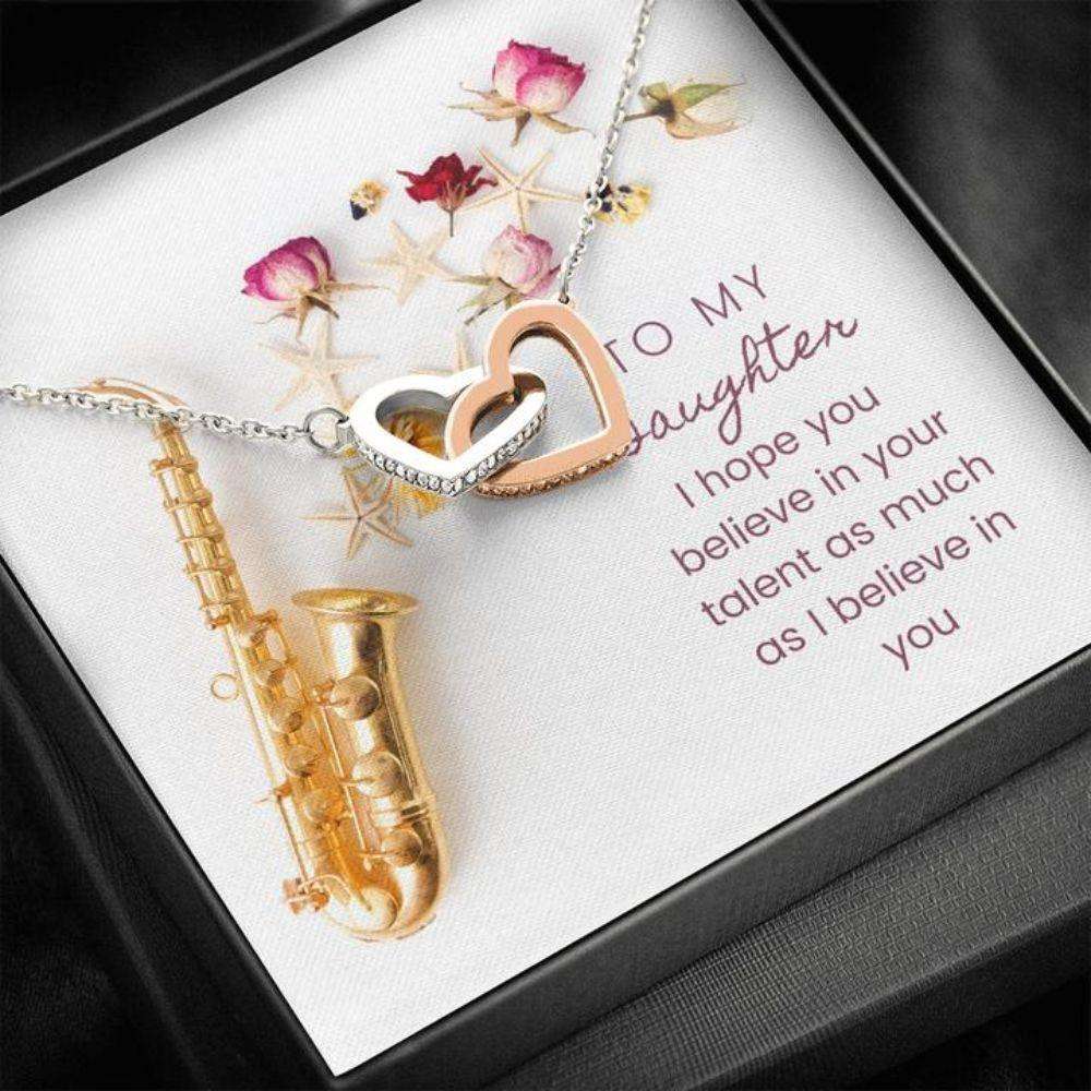 Daughter Necklace “ Gift To Daughter “ Gift Necklace With Message Card To Daughter Musician Saxophone Dughter's Day Rakva