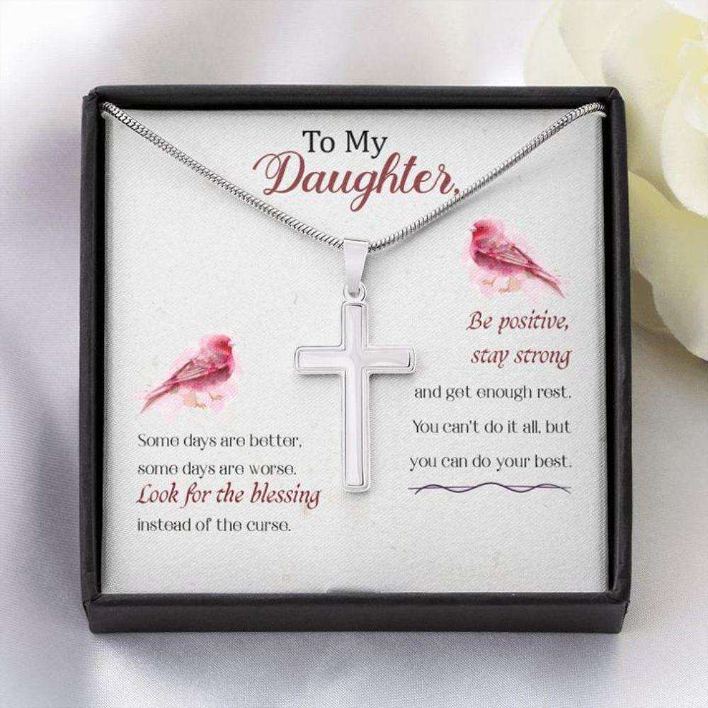 Daughter Necklace, Gift To Daughter “ Some Days “ Forever Faithful Cross Necklace “ Gift Necklace Message Card Dughter's Day Rakva