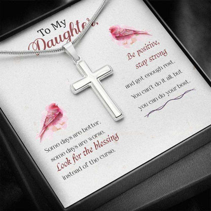 Daughter Necklace, Gift To Daughter “ Some Days “ Forever Faithful Cross Necklace “ Gift Necklace Message Card Dughter's Day Rakva