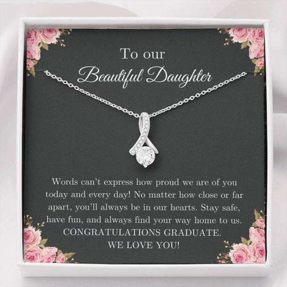 Daughter Necklace, Happy Graduation Necklace Gift For Daughter, Motivational Gift, Daughter Graduation Gift Gifts For Daughter Rakva