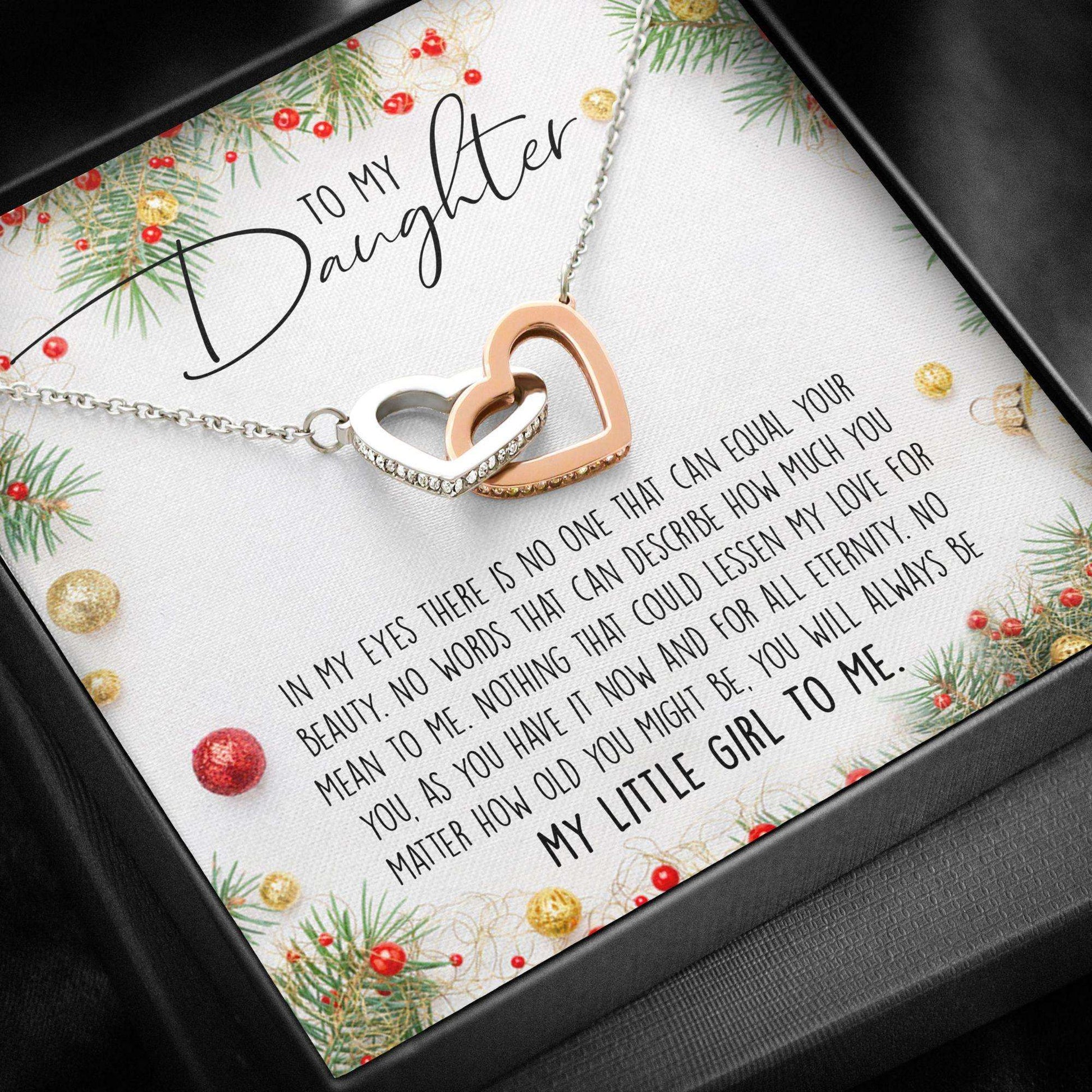 Daughter Necklace, Interlocking Heart “ To My Daughter Christmas Necklace Dughter's Day Rakva