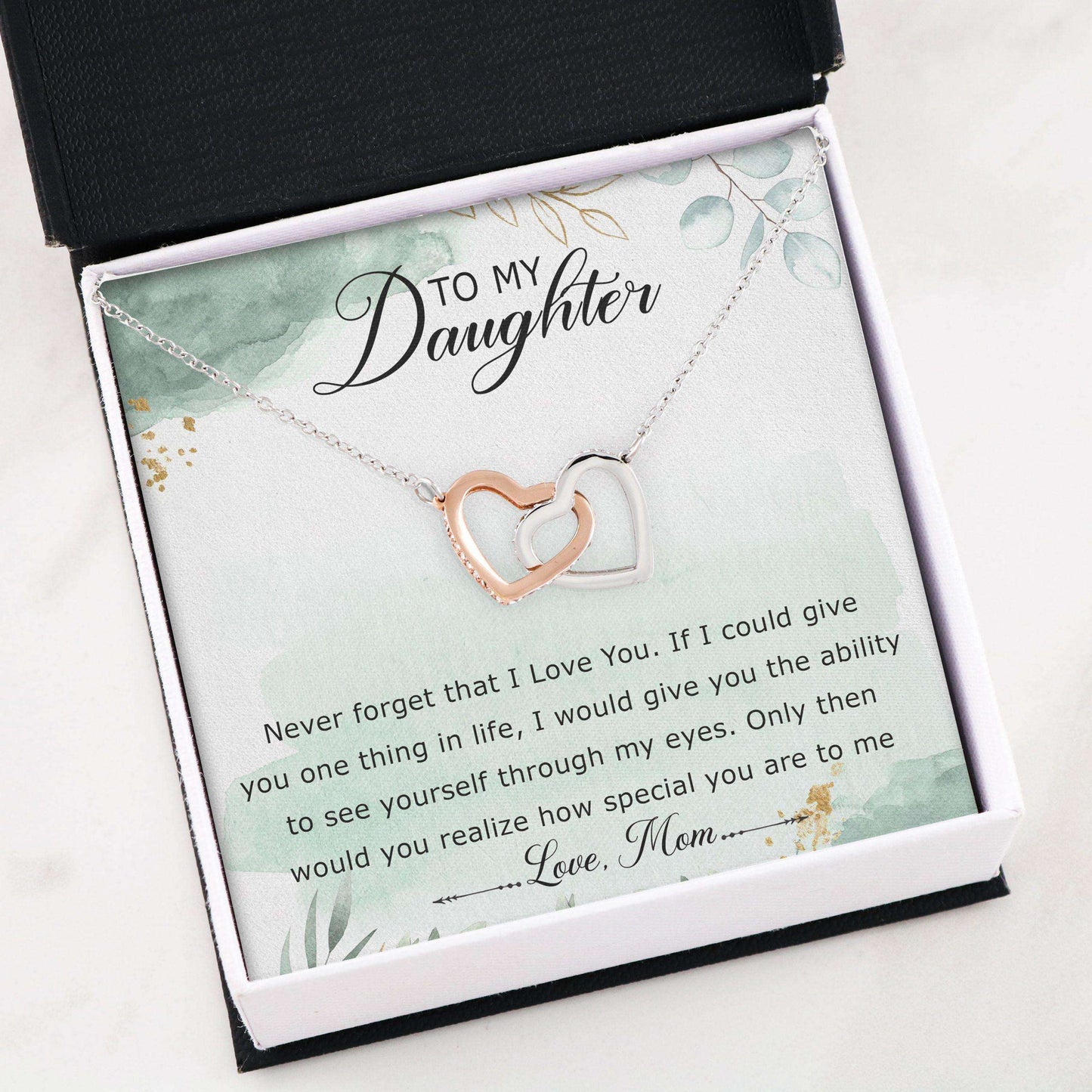 Daughter Necklace, Interlocking Hearts “ Mom To Daughter Necklace Gifts For Daughter Dughter's Day Rakva