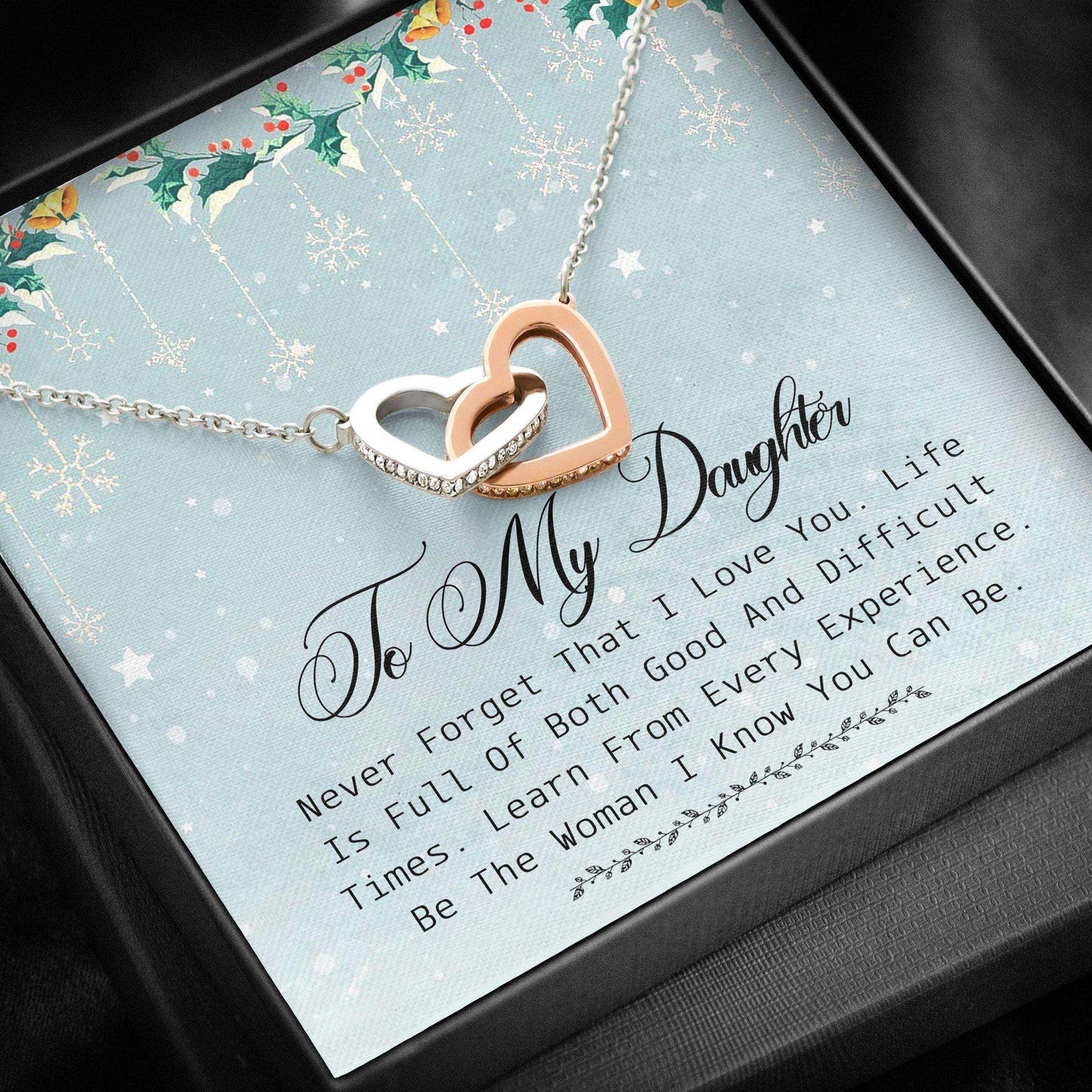 Daughter Necklace, Interlocking Hearts Necklace “ To My Daughter Christmas Necklace Gifts Dughter's Day Rakva