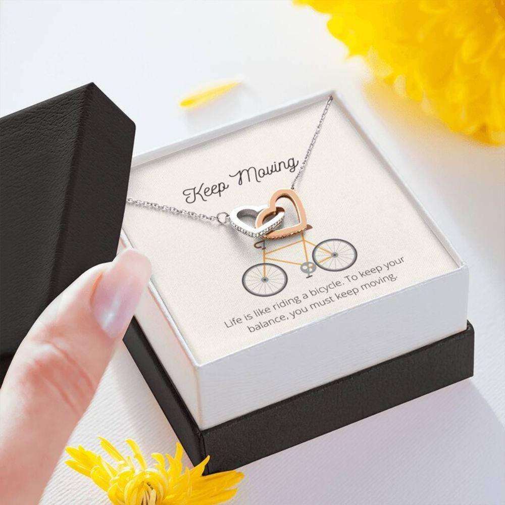 Daughter Necklace, Keep Moving Necklace, Keep Your Balance, Motivational Gift For Daughter Bicycle Dughter's Day Rakva