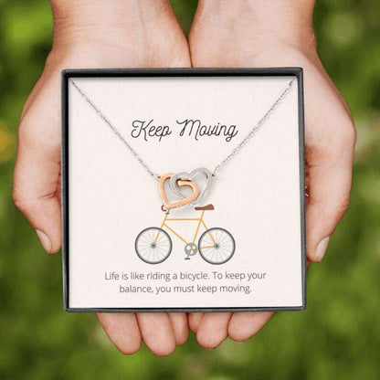 Daughter Necklace, Keep Moving Necklace, Keep Your Balance, Motivational Gift For Daughter Bicycle Dughter's Day Rakva