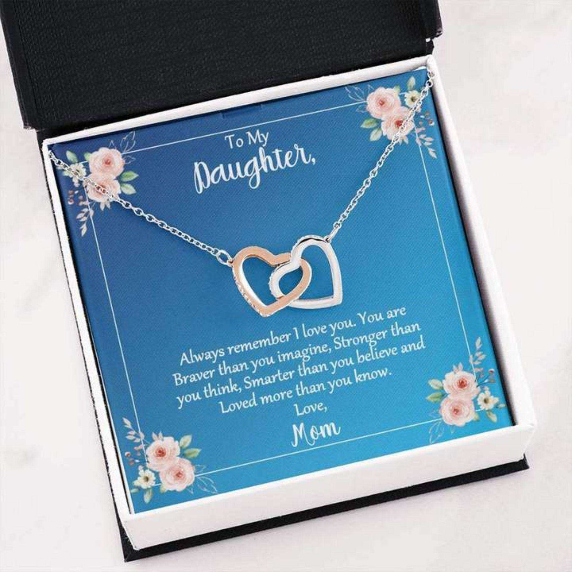 Daughter Necklace, Linked Hearts Necklace To My Daughter You Are Stronger Than You Think Card Dughter's Day Rakva