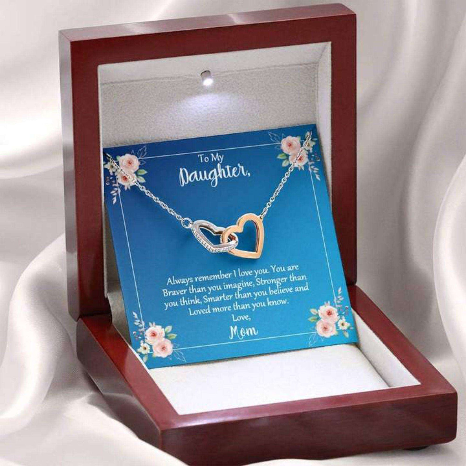 Daughter Necklace, Linked Hearts Necklace To My Daughter You Are Stronger Than You Think Card Dughter's Day Rakva