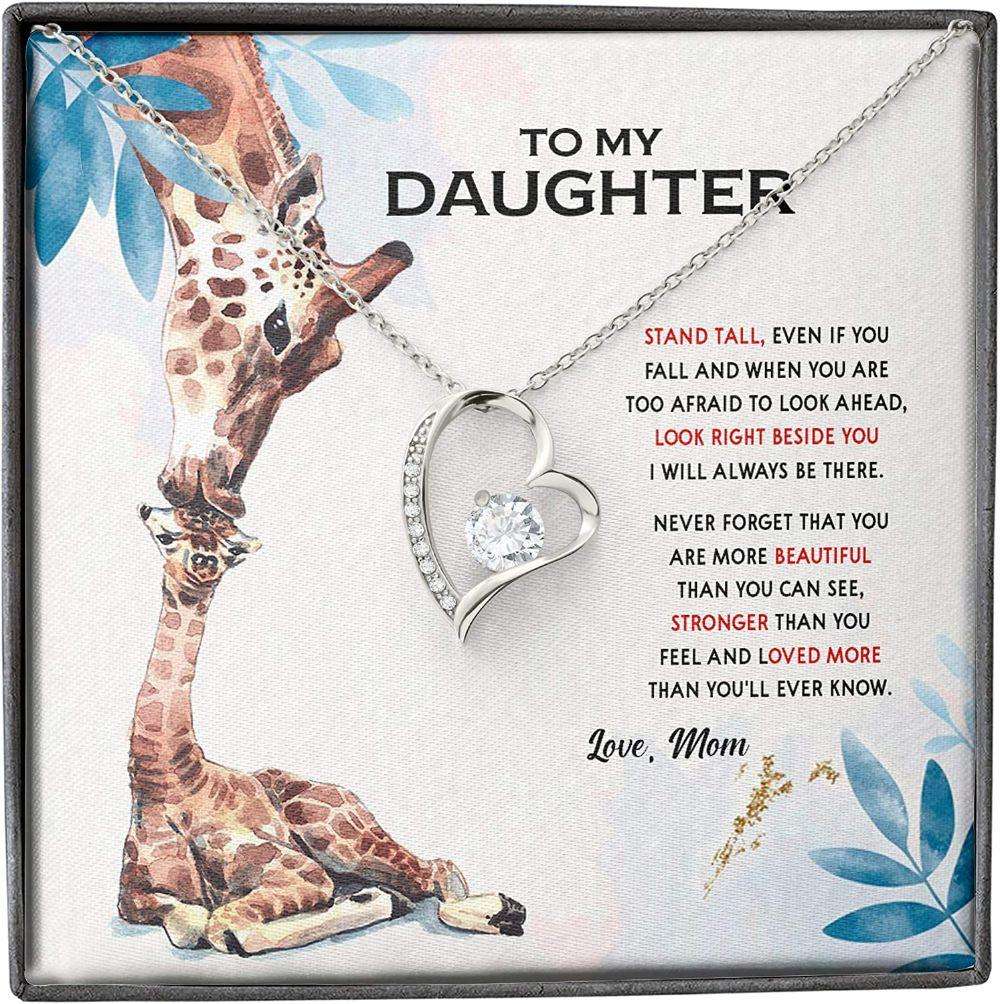 Daughter Necklace, Mom Necklace, Mother Daughter Necklace, Giraffe Stand Tall Beautiful Strong Love Dughter's Day Rakva