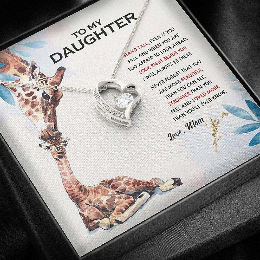 Daughter Necklace, Mom Necklace, Mother Daughter Necklace, Giraffe Stand Tall Beautiful Strong Love Dughter's Day Rakva