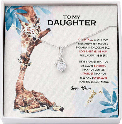 Daughter Necklace, Mom Necklace, Mother Daughter Necklace, Giraffe Stand Tall Beautiful Strong Love Dughter's Day Rakva