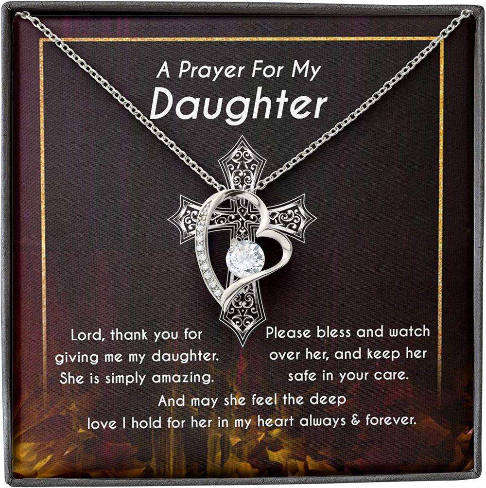 Daughter Necklace, Mother/ Daughter Necklace From Dad, Keep Safe Feel Love Cross Pray Lord Dughter's Day Rakva