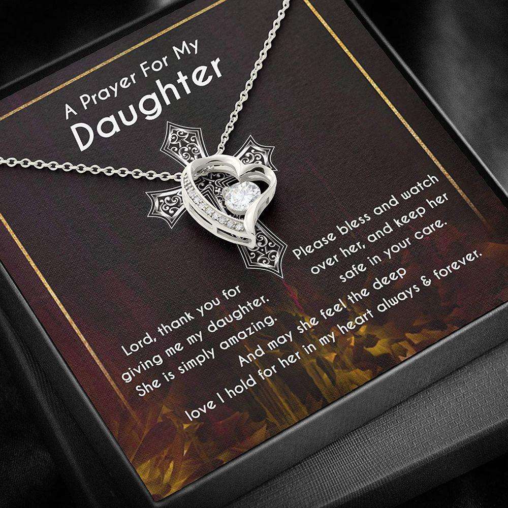 Daughter Necklace, Mother/ Daughter Necklace From Dad, Keep Safe Feel Love Cross Pray Lord Dughter's Day Rakva