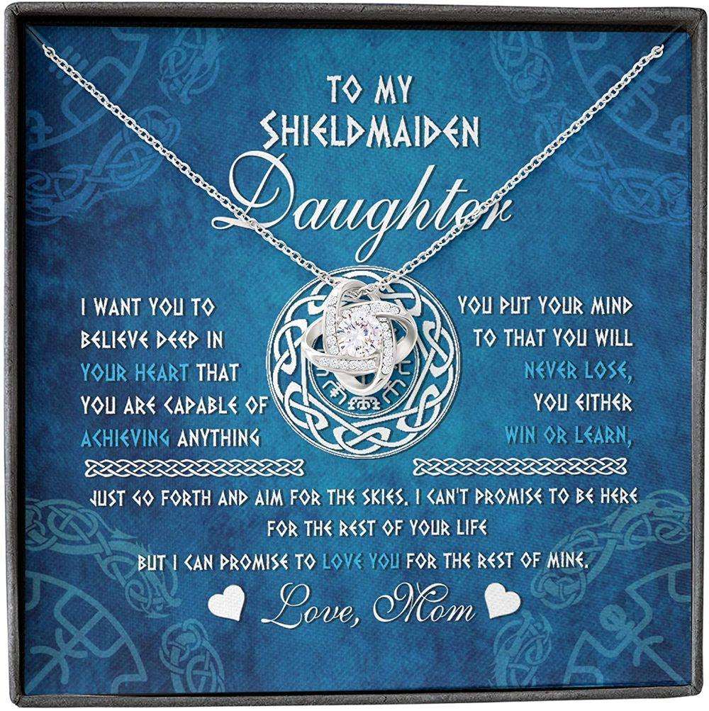 Daughter Necklace, Mother Daughter Necklace, Shield Maiden Viking Believe Achive Promise Love Dughter's Day Rakva