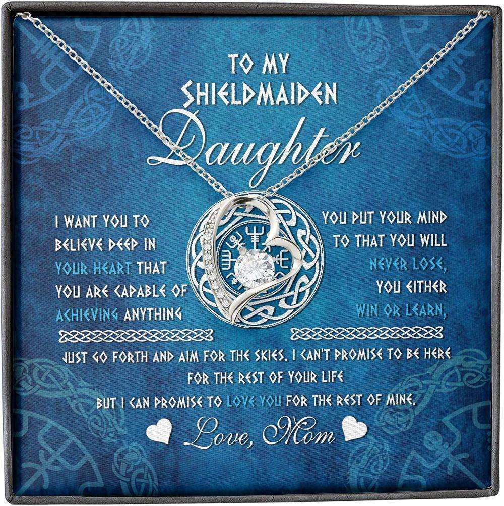 Daughter Necklace, Mother Daughter Necklace, Shield Maiden Viking Believe Achive Promise Love Dughter's Day Rakva