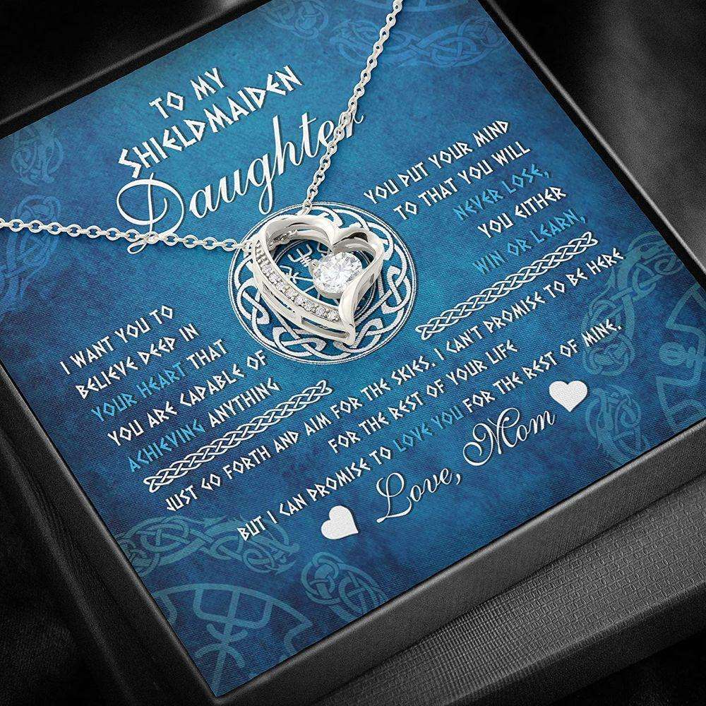 Daughter Necklace, Mother Daughter Necklace, Shield Maiden Viking Believe Achive Promise Love Dughter's Day Rakva