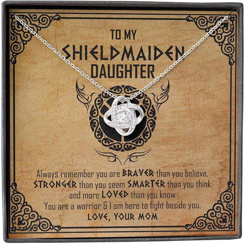 Daughter Necklace, Mother Daughter Necklace, Shield Maiden Viking Brave Strong Smart Love Dughter's Day Rakva