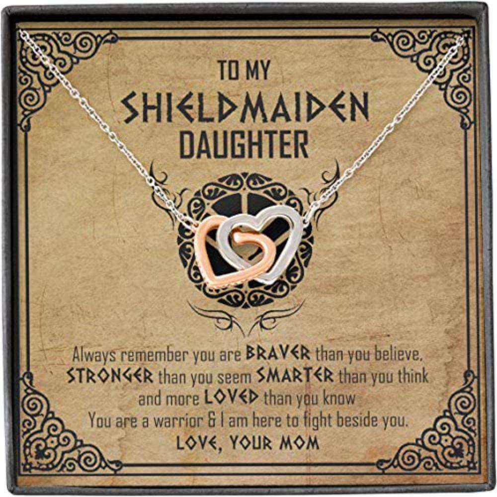 Daughter Necklace, Mother Daughter Necklace, Shield Maiden Viking Brave Strong Smart Love Dughter's Day Rakva