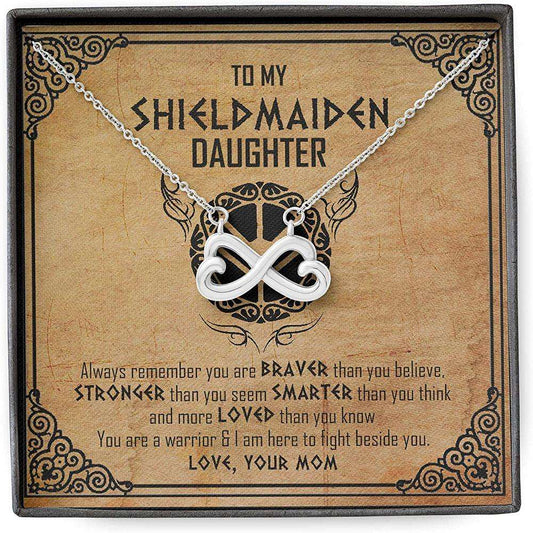 Daughter Necklace, Mother Daughter Necklace, Shield Maiden Viking Brave Strong Smart Love Dughter's Day Rakva